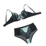 SUBBLIME - 955564 GREEN PATENT LEATHER MESH ZIPPER BRA SET L/XL