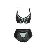 SUBBLIME - 955564 GREEN PATENT LEATHER MESH ZIPPER BRA SET L/XL