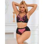 SUBBLIME - 955571 PINK PATENT LEATHER MESH ZIPPER BRA SET S/M