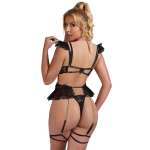 SUBBLIME - 957483 LACE BRA AND GARTER SET BLACK S/M
