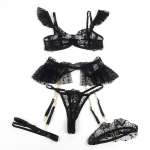 SUBBLIME - 957483 LACE BRA AND GARTER SET BLACK S/M