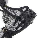 SUBBLIME - 957490 LACE BRA AND GARTER SET  BLACK L/XL