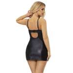SUBBLIME - 957520 LEATHER DRESS WITH FLORAL LACE BLACK S/M