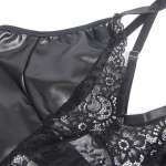 SUBBLIME - 957537 LEATHER DRESS WITH FLORAL LACE BLACK L/XL