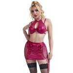 SUBBLIME - 957605 LEATHER BRA AND SKIRT SET RED S/M