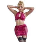 SUBBLIME - 957605 LEATHER BRA AND SKIRT SET RED S/M