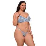 SUBBLIME - 957636 FLOWER EMBROIDERED BRA AND PANTIES SET SKY BLUE L/XL