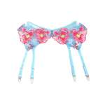 SUBBLIME - 957643 FLOWER EMBROIDERED BRA AND GARTER BELT SET PINK S/M