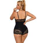 SUBBLIME - BLACK FLORAL LACE DETAIL TEDDY L/XL