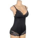 SUBBLIME - BLACK FLORAL LACE DETAIL TEDDY L/XL