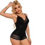 SUBBLIME - BLACK FLORAL LACE DETAIL TEDDY S/M
