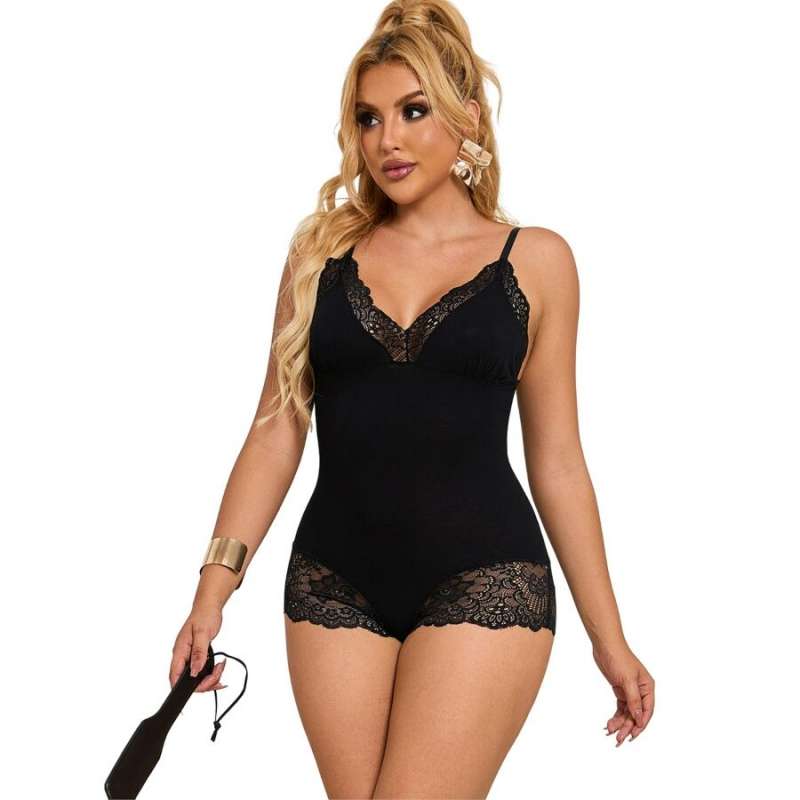 SUBBLIME - BLACK FLORAL LACE DETAIL TEDDY S/M SUBBLIME - BLACK FLORAL LACE DETAIL TEDDY S/M