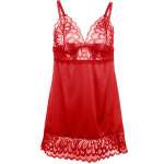 SUBBLIME - SATIN BABYDOLL WITH LACE RED L/XL
