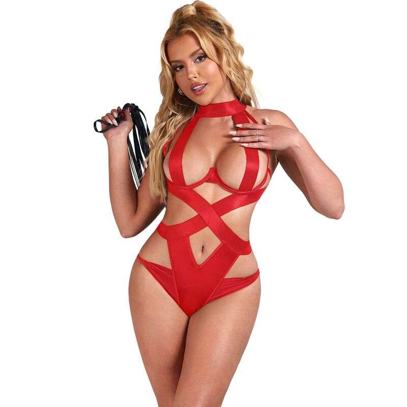 SUBBLIME - SEXY HALTER BODY WITH HARNESS RED L/XL SUBBLIME - SEXY HALTER BODY WITH HARNESS RED L/XL