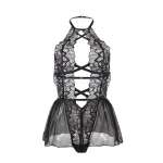 SUBBLIME - TEDDY HALTER NECK BARE BACK LACE BLACK S/M