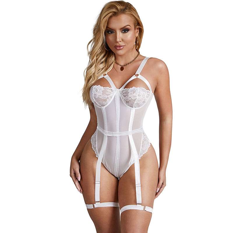 SUBBLIME - TEDDY WITH GARTER STRAP DETAIL CHEST WHITE L/XL SUBBLIME - TEDDY WITH GARTER STRAP DETAIL CHEST WHITE L/XL
