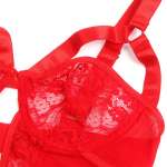 SUBBLIME - TEDDY WITH GARTER WITH LACE DETAIL AND STRIPS RED L/XL