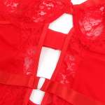 SUBBLIME - TEDDY WITH GARTER WITH LACE DETAIL AND STRIPS RED L/XL