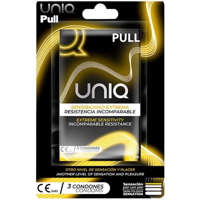 UNIQ - PULL LATEX FREE CONDOMS WITH STRIPS 3 UNITS UNIQ - PULL LATEX FREE CONDOMS WITH STRIPS 3 UNITS