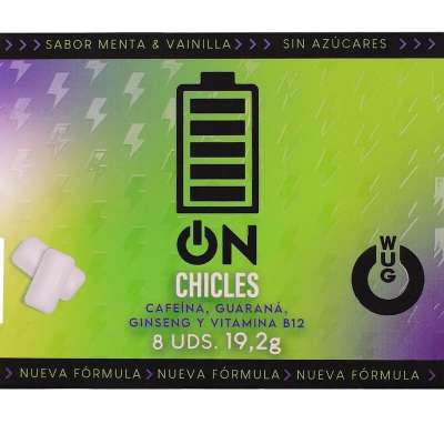 WUG On – Instant Energy in Chewing Gum Format BLISTER 8 UNITS