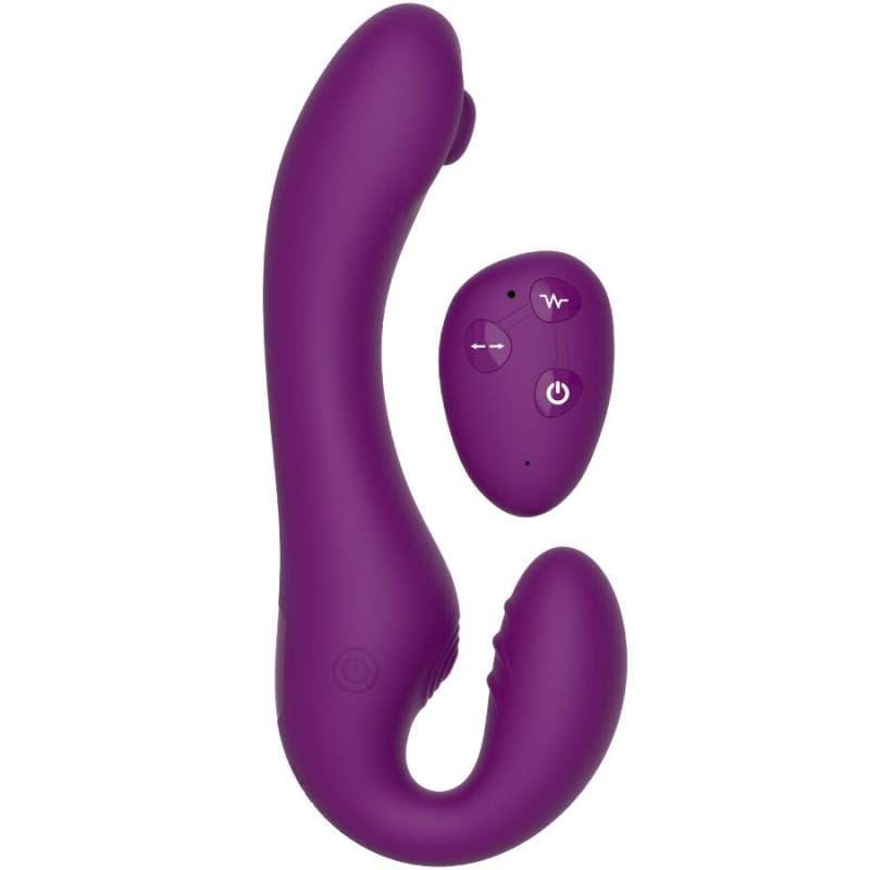 XOCOON - 2 IN 1 STRAPLESS STRAP-ON VIBRATOR WITH REMOTE CONTROL PURPLE